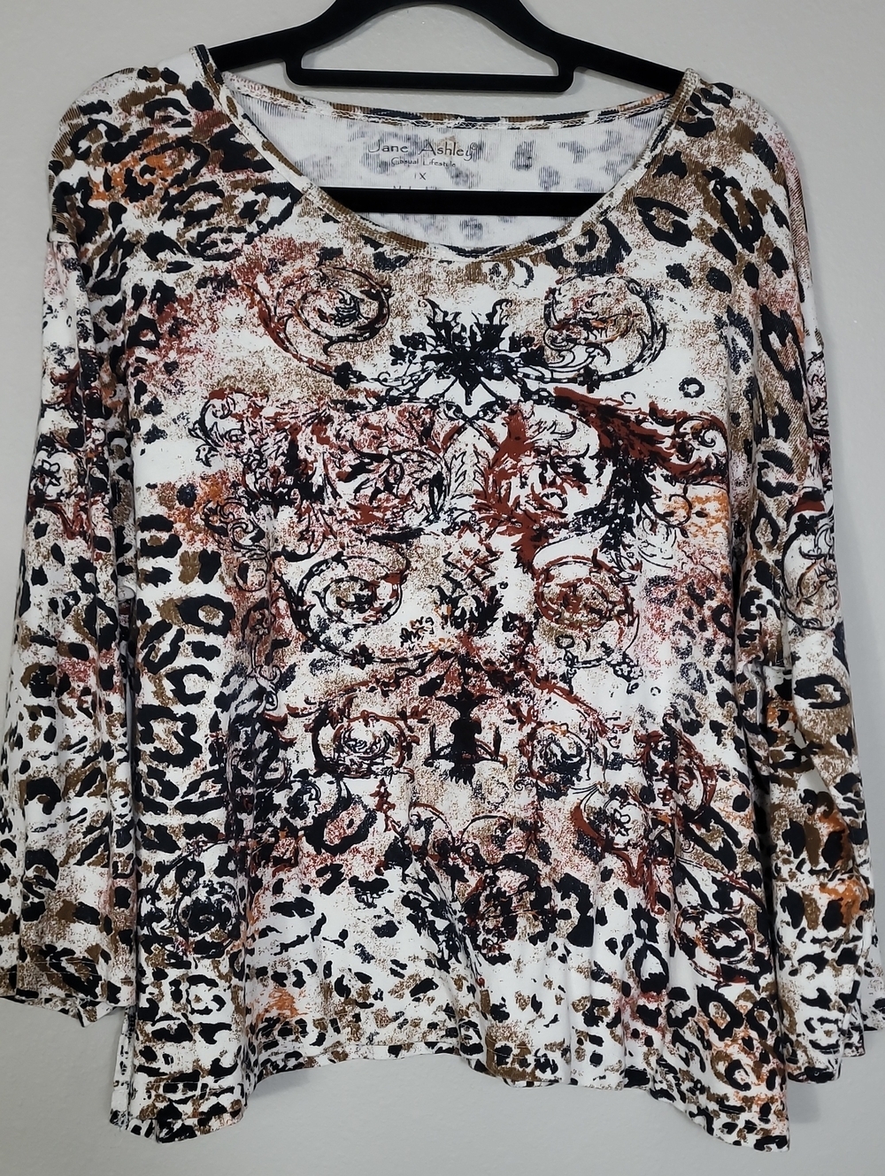 Jane Ashley Beaded Sequin Patterned Shirt Size 1X Wearable Art 90s Grunge